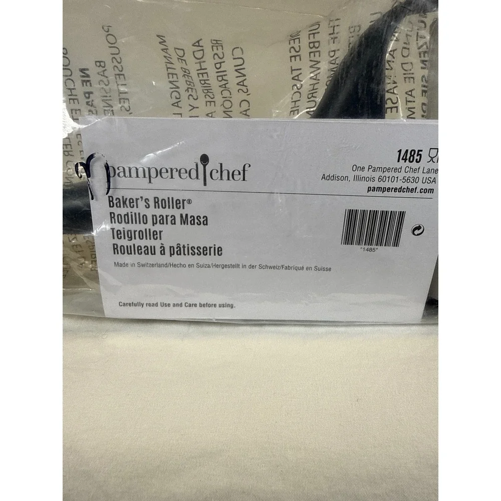 Pampered Chef Baker's Roller 1485 Dual Sided Pastry Pizza Dough Roller New